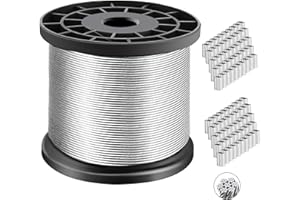 LALATOK Cavo in Acciaio da 100 m, Cavo in Acciaio Inossidabile 304, con 100 Terminali a Crimpare in Alluminio, Resistenza alla Rottura 167 kg, Corda Metallica 1,5 mm per Allevamenti, Giardini, Cortili