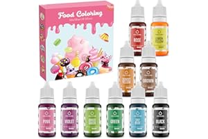 JELIFE Coloranti Alimentari 10x10ml Colorante Alimentare Liquido Vibranti per Fondente, Cuocere, Decorare, Glassare, Torta, Dessert