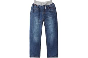CAMILIFE Pantalon en Jean pour Bébé et Tout-Petits Enfant Garçons Filles Denim de Coton Denim Coupe Régulière Jean avec Taille Élastique Tricotée Cordon - Tailles 92-128