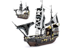 QLT QIAOLETONG Nave pirata Black Hawk mattoncini ideas giocattolo da costruzione per pirati, regalo per 6 – 10 ragazzi e ragazze, mattoncini da costruzione per adulti nave pirata (compatibile con nave dei pirati