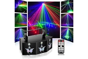 PROPULSION LIFE Luce da discoteca, Luce D-MX con 9 lenti a LED RGB, proiettore DJ con effetto stroboscopico attivato dal suono, adatto per feste, club, matrimoni, concerti, bar, compleanni