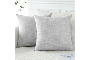 Artscope 2 Pezzi Federe Cuscini in Lino Minimalista Copricuscino Colorato per la Decorazione Domestica Soggiorno Camera da Letto Divano 40x40cm, Grigio Chiaro