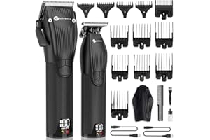 Profi Haarschneidemaschine und T-Klingen Trimmer Kit für Herren - Slopehill Schnurloser Barber Haarschneider Mit LED -Anzeige, Präzisions Haartrimmer Bartschneider Barttrimmer Set für Männer