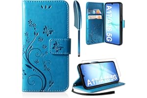 AROYI Lederhülle Kompatibel mit Samsung Galaxy A17 5G/A26 5G Hülle und Schutzfolie, Flip Wallet Handyhülle PU Leder Case Schutzhülle Kompatibel mit Samsung Galaxy A17 5G/A26 5G Blau