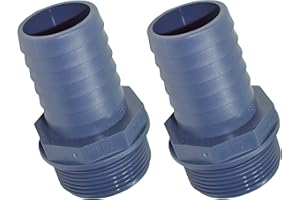 TS-TRADES Double Pack of 2 Polypropylene Hose Nozzles Diameter 38 mm x 1 ½ Inch Male Thread for Garden, Pool, Home etc.