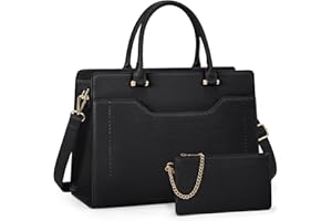 RAINSMORE Sac Cabas Femme Grand Sac A Main Pour Les Cours Lycee PU Cuir sac Fourre Tout Femme Sac Bandoulieres pour Cours Affaires Travail Noir
