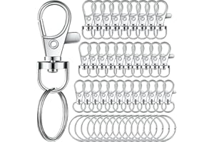 AOLLEN 40 Piezas Mosqueton Llavero (Grande, Mediano, Pequeño) y 40 Anillas Llaveros, confecciona 40 Llaveros Completos, para Colgar Manualidades, Accesorios de Fabricación de Joyas