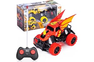 Vubkkty Remote Control Cars for Kids, Dinosaur RC Car Toy, 4-Channel Cars Toys for 3 Year Old Boys, Remote Car for 3 4 5 6 Years Old Boy Girls, Outdoor Indoor Christmas Birthday Gifts Present (Red)