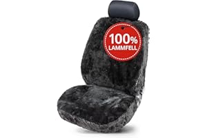 ‎WALSER Walser Lammfell Sitzbezug für Auto Trish, Auszeichnung Sehr Gut* Lammfell Autositzbezug, Lamm Fell Sitzbezug, 1 Stück Fell Sitzbezüge Auto Vordersitze, weicher Fellbezug Autositz schwarz