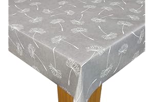 Karina Home Megan Wipe Clean Tablecloth Vinyl PVC (Grey, 180cm x 140cm)