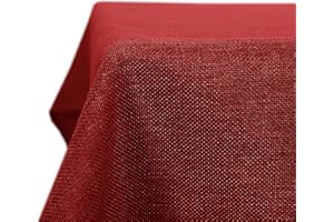 Deconovo Tovaglia Rettangolare in Finto Lino 132x178 cm - Elegante e Decorativa per Sala da Pranzo e Feste - Rosso, 1 Pezzo
