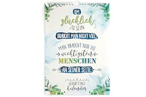 ‎TYPESTOFF TypeStoff Geburtstagskalender mit Sprüchen zum Thema Familie und Freundschaft, Kalender DIN-A4-Hochformat zum Aufhängen mit Spiralbindung - GK-01303