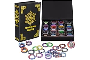 CZYY Anelli di condizione DND aggiornati 96 marcatori effetto stato con stampa a colori in 24 condizioni e incantesimi, e con scatola di immagazzinaggio del libro magico, regalo di ruolo da tavolo ideale