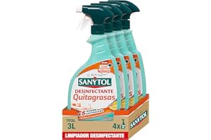 Sanytol - Limpiador Desinfectante Desengrasante Cocinas, Elimina Bacterias, Hongos y Virus Sin Lejía, Perfume Limón- Pack de 