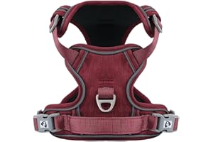 COMSLE Pettorina Cane Taglia Grande Media Piccola, Riflettente Pettorina Anti Tiro per Cani Regolabile con Doppio Anello, Imbracatura Cani Traspirante, Rosso, M