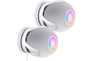 PlusAcc Lot de 2 supports muraux pour Homepod Mini – Support avec 2 méthodes d'installation, support de gestion des cordons intégré, support adapté pour chambre à coucher, cuisine, salon, blanc