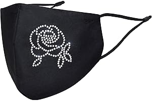 The Spirit Store Stoffmaske Mund und Nasenschutz Glitzer | Stoff-Maske Waschbar Wiederverwendbar | mit Motiv Schwarz Baumwolle Glänzend (1 x 1 Einheit)