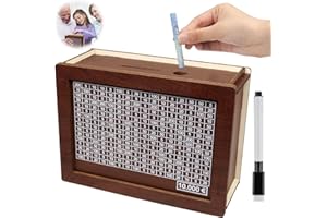 JOKILY Skarbonka z drewna, skarbonka, drewniana ławka na pieniądze dla dzieci, skarbonka wielokrotnego użytku z celami oszczędnościowymi i cyframi, pudełko do przechowywania pomaga dzieciom w oszczędzaniu