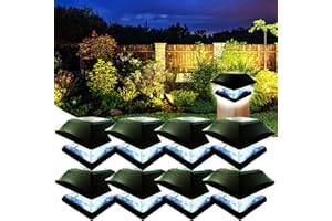 XVZ Lampe Solaire Chapeau Poteau Bois - 8 pièces Lampes solaires d'extérieur étanches - Lampes solaires LED - Décoration de jardin pour jardin, terrasse, clôture, poteaux en bois - Noir