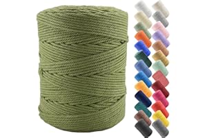 GOXEON 3mm x 400m Makramee Schnur Baumwollschnur - 4 Stränge gedrehte Naturschnur für Wandbehang, Pflanzenaufhänger, Basteln, Stricken