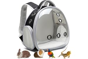 Ioview Portable Travel pet Backpack Carrier Hamster Bag Guinea Pig Bird Small Dog cat Turtle Carrier Rabbit Cage Squirrel Bearded Dragon Breathable Hangbag (Black)