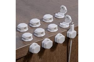 LA BARFUMERIE Magnetic Cable Clips (12 Pack) - Self Adhesive Cable Organisers for Desk, Home, Office & Car - Cable Tidy for Charging Cables, USB Cords, Mouse & Keyboard Wires.(12, White)