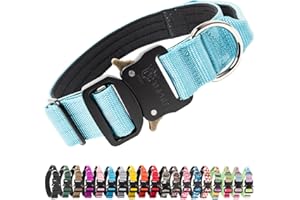 TSPRO Premium Hundehalsband mit Griff Dickes Verstellbares Taktisches Hundehalsband Schwere Ausführung Schnellverschluss Metallschnalle für Mittelgroße bis Große Hunde (Blau M)
