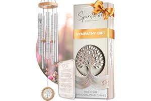 SPIRITWIND Lebensbaum-Windspiel für den Verlust eines geliebten Menschen, wunderschön verpacktes Erinnerungsbaum-Windspiel in Erinnerung an einen geliebten Menschen, Trauer-Windspiel mit Trauerkarte und