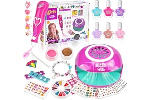 TAVADA Kit Manucure Enfant,Vernis Enfant Cadeau Fille 6 7 8 9 10 11 12 Ans,6 Couleurs Non Toxique Peel-off Pailleté Vernis à Ongles,Ongles et Maquillage Jouet,Cadeaux pour filles