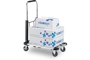 Relaxdays Transportvagn, vikbar plattformvagn, utdragbar och höjdjusterbar, hjul med broms, upp till 100 kg