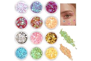 EILYGK 12 Colors Face Glitter, Hair Glitter, Body Glitter, Chunky Glitter for Festival Make Up,Halloween, Nail, Eye, Crafts Art