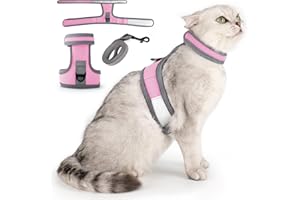 HEYWEAN Zestaw uprzęży i smyczy dla kotów, podwójne, regulowane, magiczne taśmy, odporne na ucieczkę, szelki dla kotów, małych i średnich i dużych kotów, do podróży, spacerów na świeżym powietrzu,