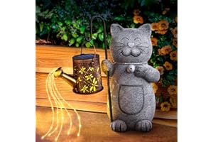 ‎HINSHARK Hinshark Geschenke für Frauen Mama, Katze Garten Deko Gartenstatuen mit Solar Laterne, Geburtstagsgeschenk für Frauen, Gartendeko für Draußen Wetterfest, Geschenke für Frauen Weihnachten