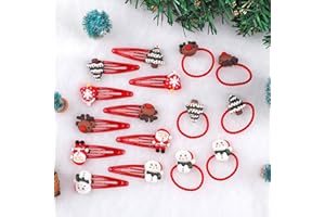 HOPTON Haarspangen Kinder, 16 Stück Kinder Haarschmuck Weihnachten, Haarspange Mädchen Glitzer, Haargummis Mädchen, Haarspangen Weihnachten für kinder mädchen Weihnachtsschmuck Weihnachtsgeschenke