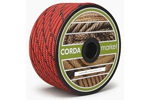 CORDAMARKET Cuerda Driza Poliéster Alta Tenacidad, Cuerda Náutica de Alta Resistencia para Náutica Camping y Decoración, Roja, 10 mm × 25 m