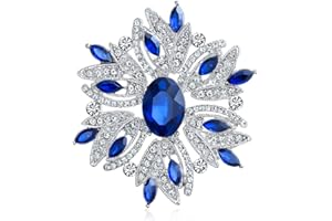 BLING JEWELRY Moda Grande Declaración Estilo Vintage Cristal Simulado Bufanda Flor Art Deco Broche Alfiler Para Mujer