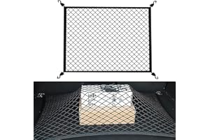 OCCOUMR Siatka do bagażnika samochodowego, 60 x 80 cm, rozciąga się na 160 x 120 cm, uniwersalna siatka samochodowa z 4 masywnymi haczykami, super elastyczna siatka do bagażnika, siatka ochronna