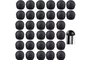 LEZED Tapas de Tubo Redondas para Sillas Tapón de Plástico Redondo Tapones Redondos de Plástico Negro Acanalados para Patas de Muebles Silla Mesa 32 Piezas (25mm)