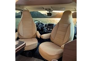 Auto Interieur Meester Lot de 2 housses de siège compatibles avec Fiat Ducato, camping-car, pour conducteur et passager, avec housses d'accoudoir, pour Pössl, Knaus, Adria, Carthago - Beige