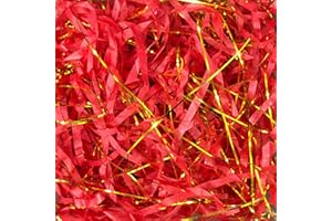 RJFUJP 220g Red and Gold Shredded Tissue Paper, Easter Tissue Paper, Ideal Hamper Filling and Stuffing Suitable for Valentine's Day, Birthday Gift Decorations, Diy Gift Packaging