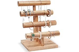 ProCase Présentoir Bracelet en Bois, Porte Bracelet, Support Bracelet Détachable à 4 Niveaux, Porte Bijoux pour Bracelet Montre Élastique Cheveux -Naturel