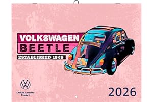 ‎ARTI PROMOTION arti - VW Broschürenkalender 2026 - im Format 28 x 21 cm, mit Illustrationender VW Klassiker, Käfer, Bulli, Perfekt als Wanddekoration für Auto Fans