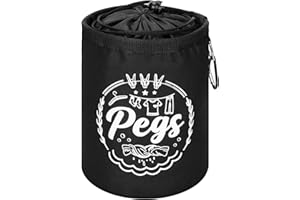 HUAJIAO Peg Bag, Small Clothes Peg Bags Pegs Organizer Black Clothesline Peg Bag with Drawstring and Hanging Hook