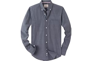 J.VER Oxford Herren Hemd Bügelfrei Regular Fit HerrenHemden Langarm Casual Oberhemd aus Baumwolle Button Down Hemden Faltenfrei Freizeithemd mit Tasche