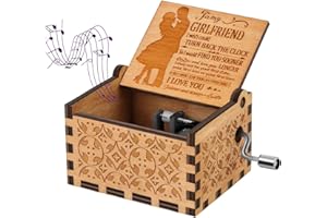 Sakruda Wooden Music Box for Girlfriend You Are My Sunshine,Gift from Boyfriend,Hand Crank Laser Engraving Handmade Musical Box,Mechanism Antique Gift for Girlfriend on Valentine’s Day,Birthday