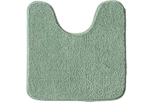 MIULEE Tapis de toilette absorbant et antidérapant en forme de U, super doux et confortable, en microfibre à poils longs, 45 x 45 cm, vert