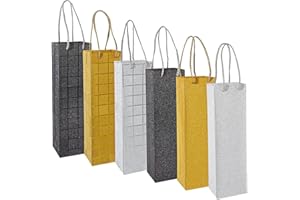 JUVALE 6 Pack Foiled Glitter Wine Bottle Gift Bags with Satin Rope Handles, Silver, Black, Gold, 9.6 x 35.5 x 8.3 cm