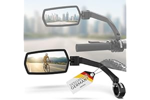 WITTKOP Lusterko rowerowe, duże pole widzenia HD, obracane i składane o 360°, montaż od góry i poniżej, odporne na pęknięcia i trwałe, wypukłe lusterko wsteczne do roweru, roweru elektrycznego (zestaw