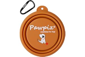 Pawpiz Collapsible Dog Bowl | 450ml | Dog Travel Bowl with Cute Puppy Design & Carabiner | BPA-Free, Food-Grade, Foldable Silicone Bowl | Gift for Small & Medium Pets | UK Brand (Polished Bronze)