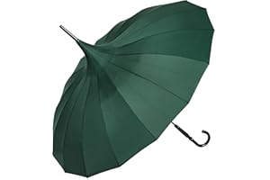 VON LILIENFELD Von LILENFELD® Women's Charlotte Umbrella Pagoda Umbrella, Green, 87/90, Umbrella cane